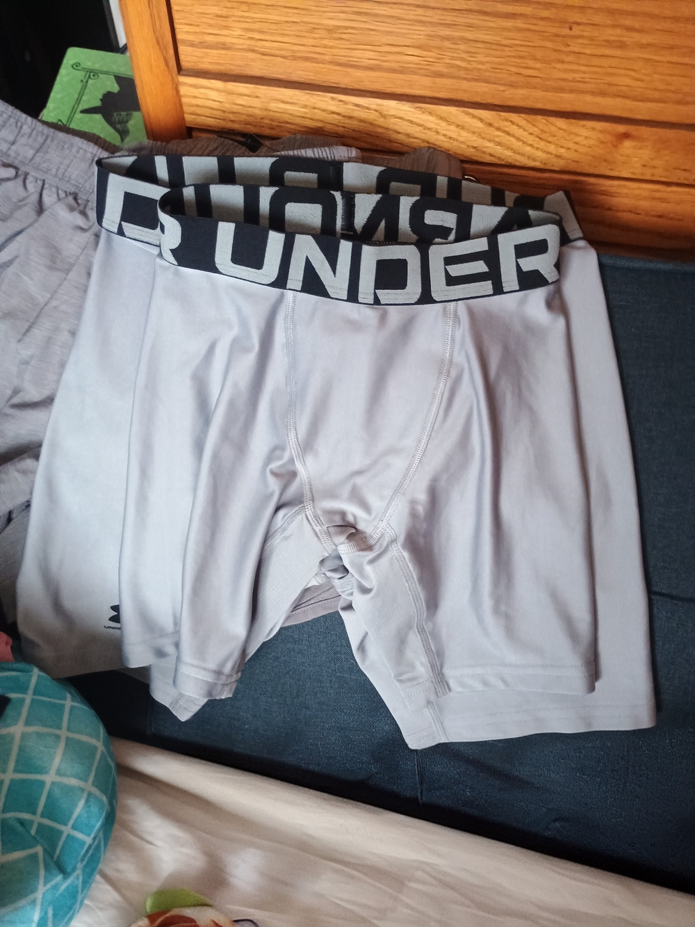 Under Armour Light Gray Boys' Performance Boxer Briefs with Black Waistband